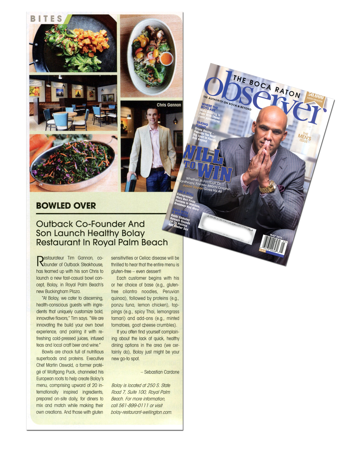 Outback Co-Founder and Son Launch Healthy Bolay Restaurant in Royal Palm Beach by the Boca Raton Observer, May 2016.
